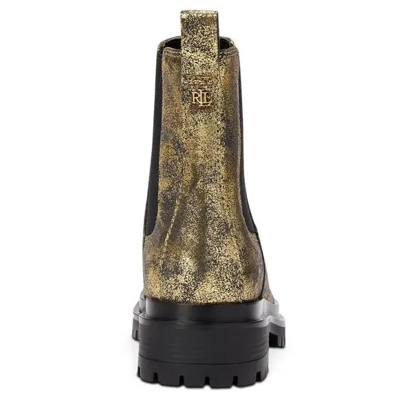 Ralph Lauren Womens Corinne Leather Distressed Metallic Booties Size 7.5 - Picture 2 of 11